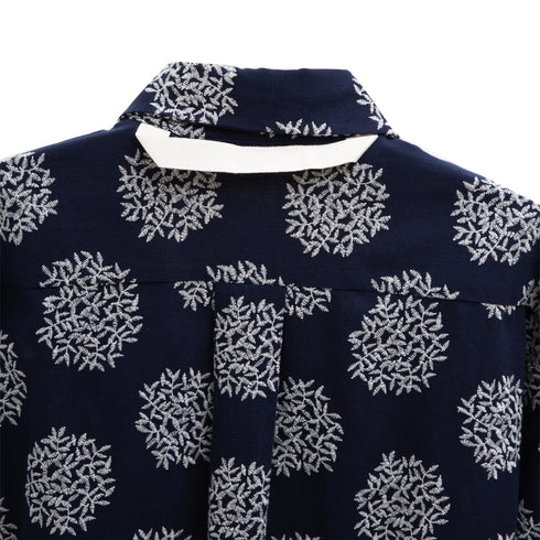 Merely Made Flower Embroidery Cropped Shirts Navy 197SH Degli Uberti